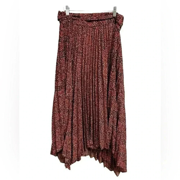 Topshop MIDI Pleated Asymmetrical Skirt Animal Print Leopard Print 10 NWT - Picture 5 of 8